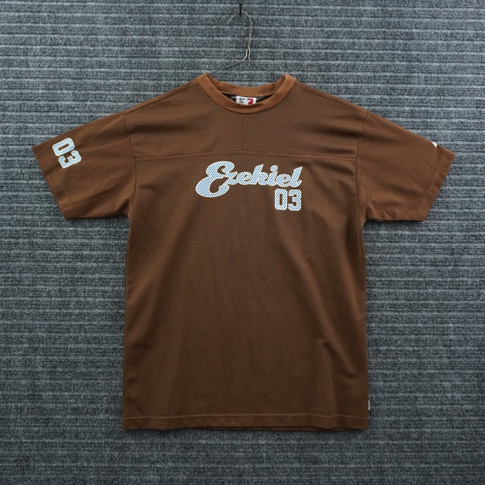 Ezekiel Jersey Tee Mens Medium Brown‎ Y2K Mesh Graphic Short Sleeve Streetwear